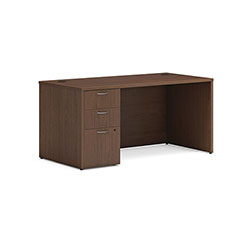 Hon Mod Single Pedestal Desk Bundle, 60 in x 30 in x 29 in, Sepia Walnut
