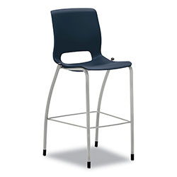 Hon Motivate Four-Leg Cafe Height Stool, Supports Up to 300 lb, 30 in Seat Height, Regatta Seat, Regatta Back, Platinum Base