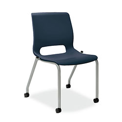 Hon Motivate Four-Leg Stacking Chair, Up to 300 lbs, 18 in Seat Height, Regatta Seat and Back, Platinum Base, 2/Carton