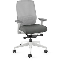 Hon Nucleus Recharge Task Chair - Iron Ore Fabric Seat - Fog Back - Designer White Frame - Armrest