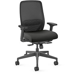 Hon Nucleus Task Chair KD - Black Fabric Seat - Black Back - Armrest