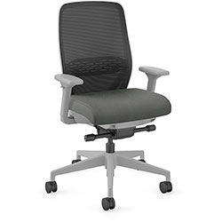 Hon Nucleus Task Chair KD - Black Fabric Seat - Black Back - Titanium Frame - Armrest