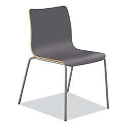 Hon Ruck Laminate Chair, Supports Up to 300 lb, 18 in Seat Height, Charcoal Seat/Back, Silver Base