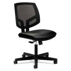 Hon Volt Series Mesh Back Leather Task Chair, Supports up to 250 lbs., Black Seat/Black Back, Black Base