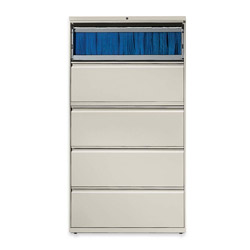 Hon 800-Series 5 Drawer Metal Lateral File Cabinet, 36 in Wide, Gray
