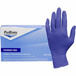 Hospeco Nitrile Exam Gloves, Large Size, 200/Box, 3 mil Thickness, 9.50 in Glove Length
