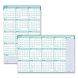 House Of Doolittle Express Track Recycled Reversible/Erasable Yearly Wall Calendar, 24 x 37, White/Teal Sheets, 12-Month (Jan to Dec): 2024 (HOD392)