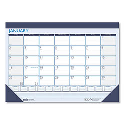 House Of Doolittle Recycled Contempo Desk Pad Calendar, 18.5 x 13, White/Blue Sheets, Blue Binding, Blue Corners, 12-Month (Jan to Dec): 2024