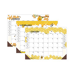 House Of Doolittle Recycled Honeycomb Desk Pad Calendar, 18.5 x 13, White/Multicolor Sheets, Brown Corners, 12-Month (Jan to Dec): 2024