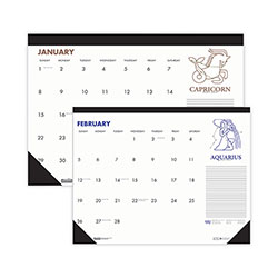 House Of Doolittle Recycled Zodiac Desk Pad Calendar, Zodiac Artwork, 18.5 x 13, White Sheets, Black Binding/Corners, 12-Month (Jan-Dec) 2024