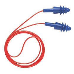 Howard Leight DPAS-30R AirSoft Multiple-Use Earplugs, Corded, 27NRR, Red Poly, Blue, 50 Pairs