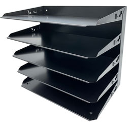 Huron Horizontal Slots Desk Organizer - 5 Compartment(s) - 15 in, x 15 in x 8.8 in Depth - Durable, Label Holder - Steel - 1 Each