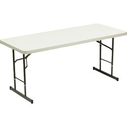 Iceberg Adjustable Height Folding Table, 72" x 30", Platinum, Each