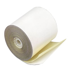 Iconex Impact Printing Carbonless Paper Rolls, 2.25 in x 70 ft, White/Canary, 50/Carton