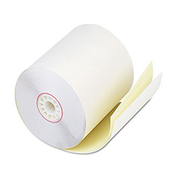 Iconex Impact Printing Carbonless Paper Rolls, 2.75 in x 90 ft, White/Canary, 50/Carton
