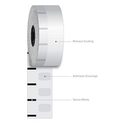 Iconex Sticky Media, 1.57 in x 375 ft, White, 12 Rolls/Carton