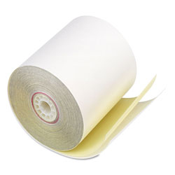 Iconex Impact Printing Carbonless Paper Rolls, 3 in x 90 ft, White/Canary, 50/Carton