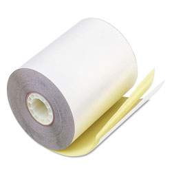 Iconex Impact Printing Carbonless Paper Rolls, 0.69 in Core, 3.25 in x 80 ft, White/Canary, 60/Carton