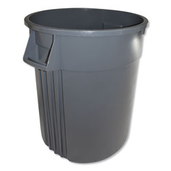 Impact Advanced Gator Waste Container, Round, Plastic, 44 gal, Gray