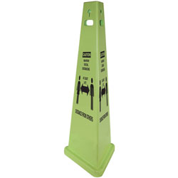 Impact Social Distancing 3 Sided Safety Cone, 3/Carton, Fluorescent Yellow