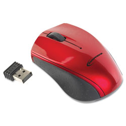 Innovera Mini Wireless Optical Mouse, 2.4 GHz Frequency/30 ft Wireless Range, Left/Right Hand Use, Red/Black (IVR62204)