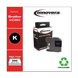 Innovera Remanufactured Black High-Yield Ink, Replacement for LC203BK, 550 Page-Yield