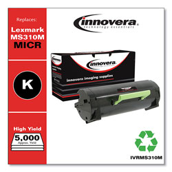 Innovera Remanufactured Black High-Yield MICR Toner Cartridge, Replacement for Lexmark MS310M (50F0HA0), 5,000 Page-Yield