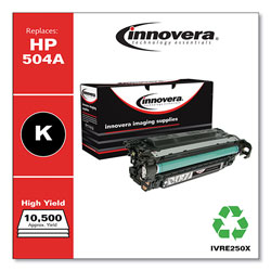 Innovera Remanufactured Black High-Yield Toner Cartridge, Replacement for HP 504X (CE250X), 10,500 Page-Yield