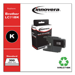 Innovera Remanufactured Black Ink, Replacement for Brother LC71BK, 300 Page-Yield