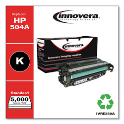 Innovera Remanufactured Black Toner Cartridge, Replacement for HP 504A (CE250A), 5,000 Page-Yield