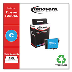 Innovera Remanufactured Cyan High-Yield Ink, Replacement for Epson T220XL (T220XL220), 450 Page-Yield