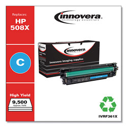 Innovera Remanufactured Cyan High-Yield Toner Cartridge, Replacement for HP 508X (CF361X), 9,500 Page-Yield