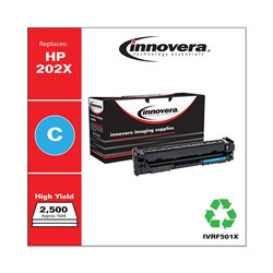 Innovera Remanufactured Cyan High-Yield Toner Cartridge, Replacement for HP 202X (CF501X), 2,500 Page-Yield
