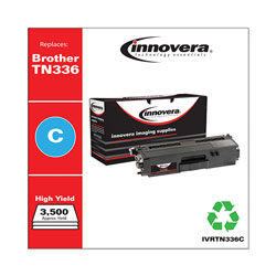 Innovera Remanufactured Cyan High-Yield Toner Cartridge, Replacement for Brother TN336C, 3,500 Page-Yield