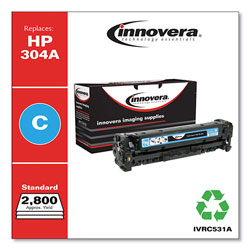 Innovera Remanufactured Cyan Toner Cartridge, Replacement for HP 304A (CC531A), 2,800 Page-Yield