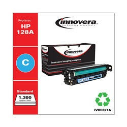 Innovera Remanufactured Cyan Toner Cartridge, Replacement for HP 128A (CE321A), 1,300 Page-Yield