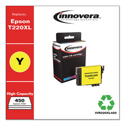 Innovera Remanufactured Yellow High-Yield Ink, Replacement for Epson T220XL (T220XL420), 450 Page-Yield