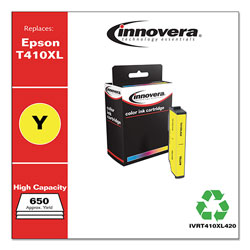 Innovera Remanufactured Yellow High-Yield Ink, Replacement for Epson T410XL (T410XL420), 650 Page-Yield