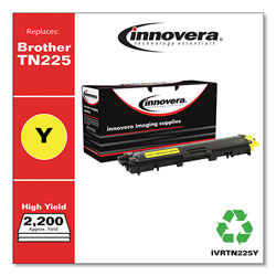 Innovera Remanufactured Yellow High-Yield Toner Cartridge, Replacement for Brother TN225Y, 2,200 Page-Yield