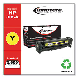 Innovera Remanufactured Yellow Toner Cartridge, Replacement for HP 305A (CE412A), 2,600 Page-Yield