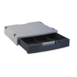 Innovera Single-Level Monitor Stand w/Storage Drawer, 15 x 11 x 3, Light Gray/Charcoal