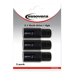 Innovera USB 3.0 Flash Drive, 8 GB, 3/Pack