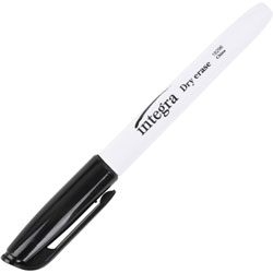 Integra Dry-Erase Markers - Fine Marker Point - Bullet Marker Point Style - Black Alcohol Based Ink - Fiber Tip - 12 / Dozen