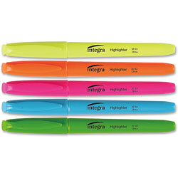 Integra Pen Style Highlighter, Chisel Point, 5/ST, Fluorescent Asst