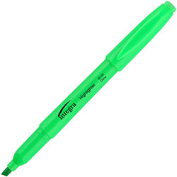 Integra Pen Style Highlighter, Chisel Point, Fluorescent Green