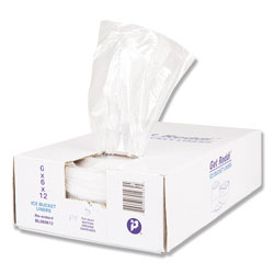 InteplastPitt Ice Bucket Liner Bags, 3 qt, 0.5 mil, 6 in x 12 in, Clear, 1,000/Carton