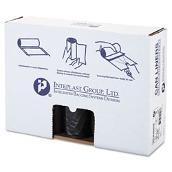 InteplastPitt Low-Density Commercial Can Liners, 60 gal, 1.4 mil, 38 in x 58 in, Black, 100/Carton