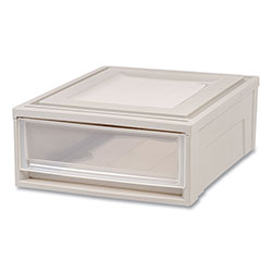 Iris Stackable Storage Drawer, 5.5 gal, 15.7 in x 19.7 in x 6.5 in, Gray/Translucent Frost