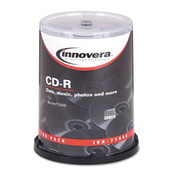 Innovera CD-R Discs, 700MB/80min, 52x, Spindle, Silver, 100/Pack