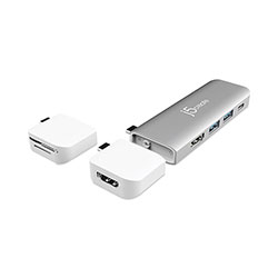 J5 Create UltraDrive USB-C Dual Display Modular Minidock, Silver